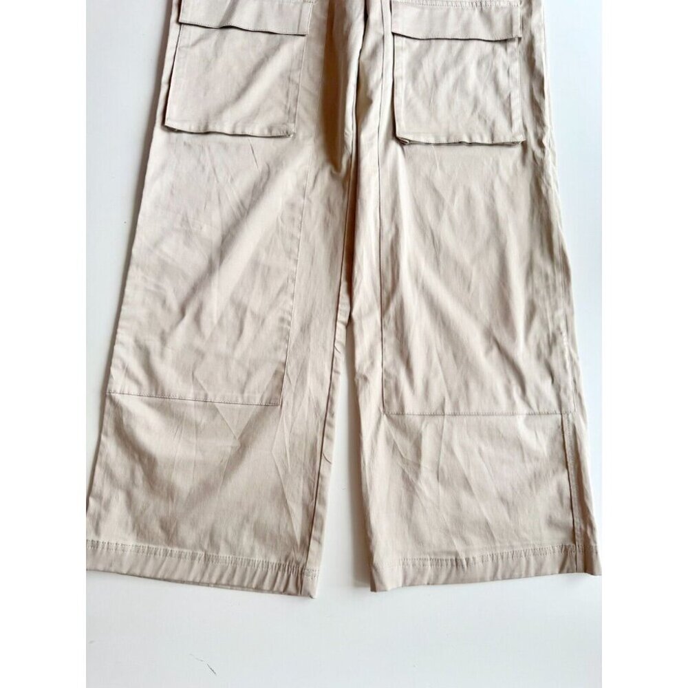 ZARA Beige Satin High Rise Cargo Wide Pants, Size M - Picture 4 of 13